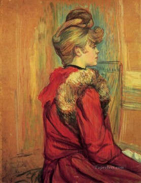  Henri Oil Painting - Girl in a Fur Mademoiselle Jeanne Fontaine post impressionist Henri de Toulouse Lautrec
